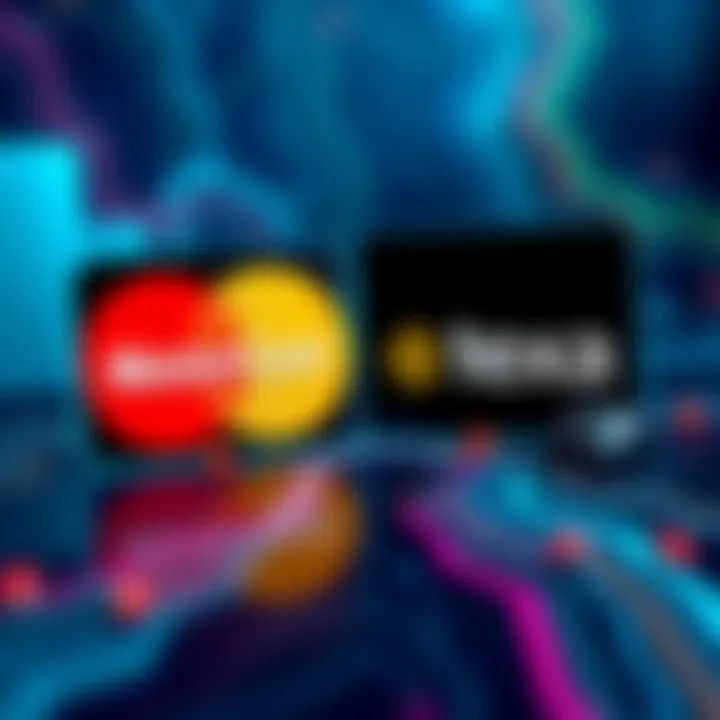 A graphic showing Mastercard's logo alongside Flexa and Base logos, representing potential collaboration in payment systems.