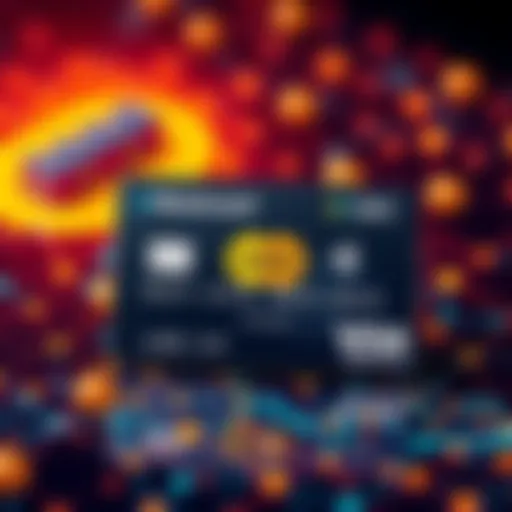 A Mastercard on-chain debit card with USDC logo on a digital background representing the Algorand blockchain, symbolizing financial innovation and accessibility.