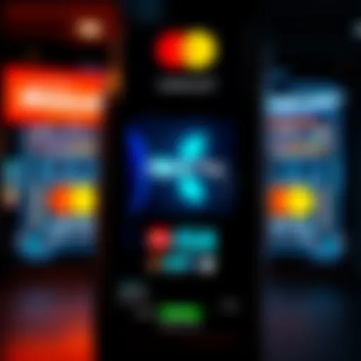 Mastercard's Agent Pay system displayed on a digital screen, showcasing automated machine transactions with blockchain technology.