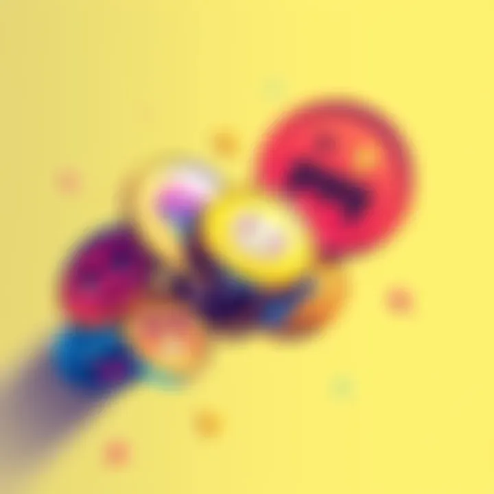 Meme Coin Market Dynamics A stylized illustration depicting various meme coins with whimsical designs, representing their quirky nature and market appeal.