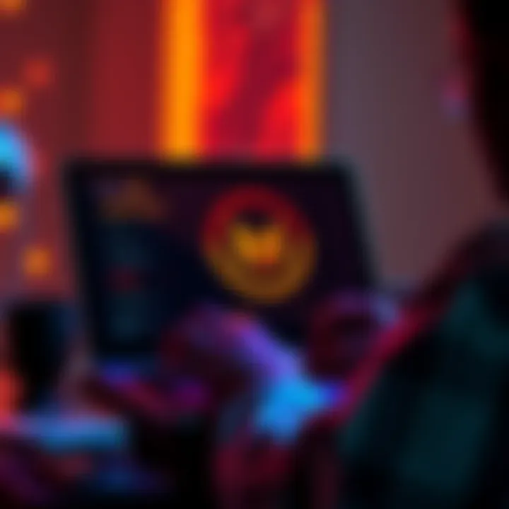 A person on a laptop uploading a logo for their meme coin to enhance branding