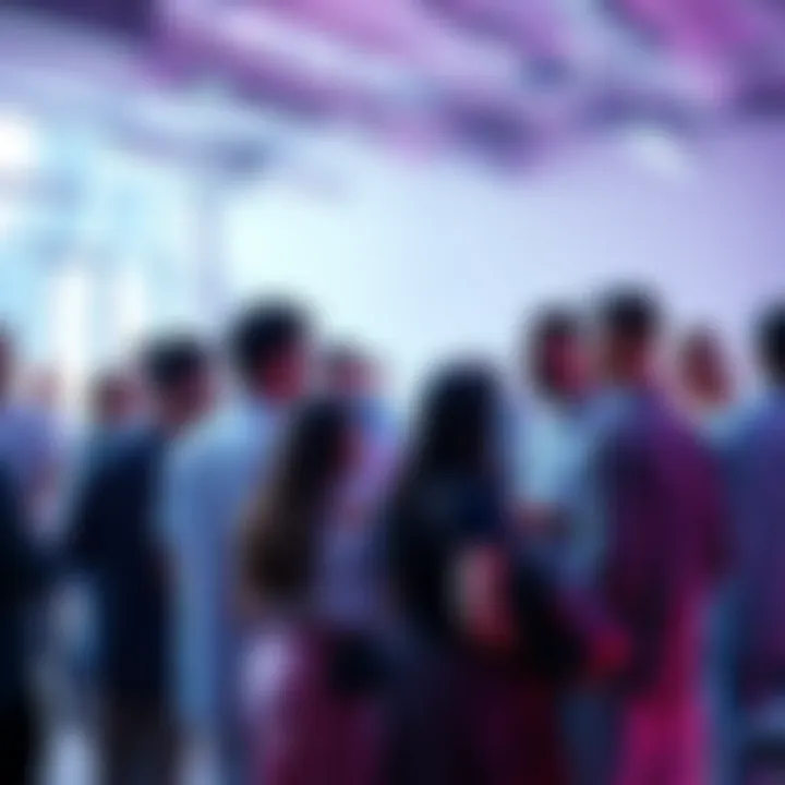 A diverse group of people discussing and sharing ideas about meme coins in a bright, open space.