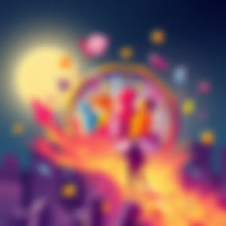 A vibrant illustration depicting the concept of a meme coin focused on social impact, featuring symbols of community and awareness.