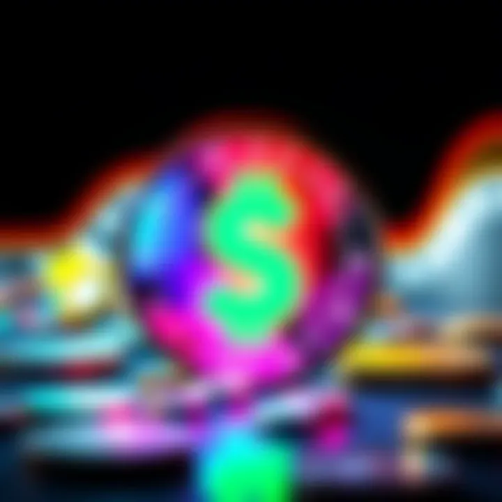 A bright and colorful memecoin with a dollar sign, symbolizing fun yet risky investments.