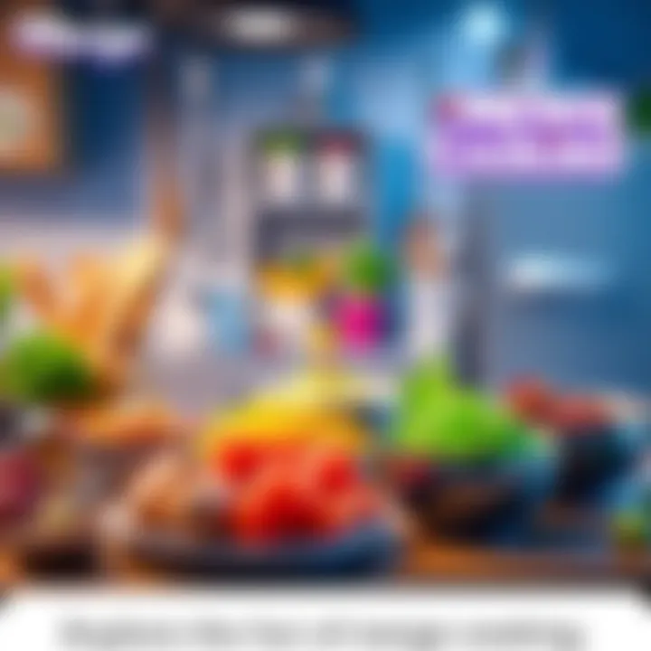 A screenshot of Merge Cooking showing colorful dishes and kitchen items being combined to create new recipes