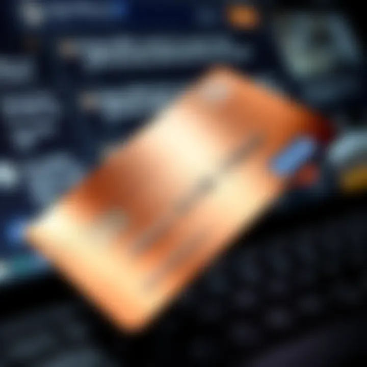 A close-up of a metallic credit card in front of a computer screen showing a forum discussion about its authenticity.