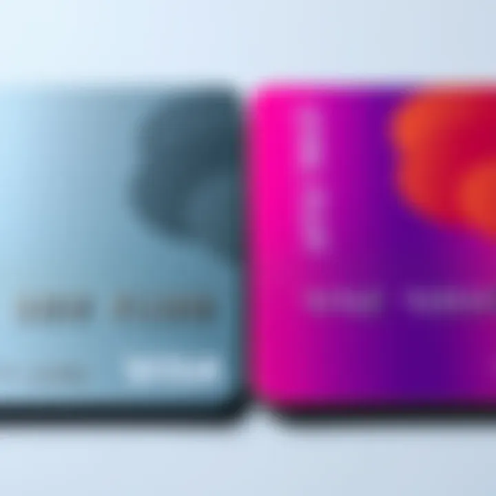 A side-by-side view of metallic and plastic credit cards, highlighting their textures and colors.