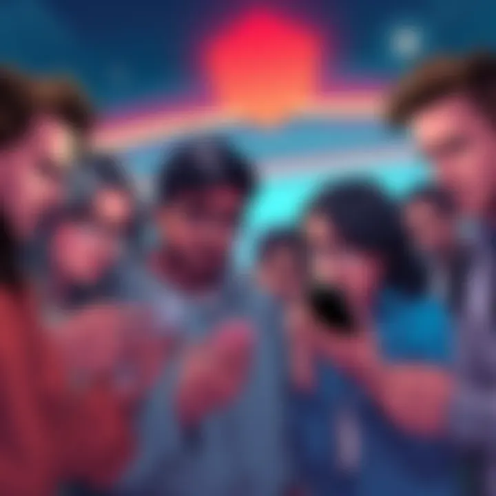 A group of people discussing high swap fees on their smartphones with concerned expressions, depicting outrage over MetaMask fees.