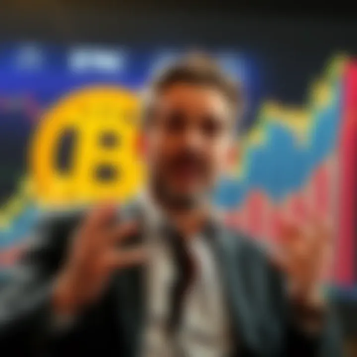 Michael Saylor speaking about Bitcoin's new direction with a chart showing $STRC's rise in the background