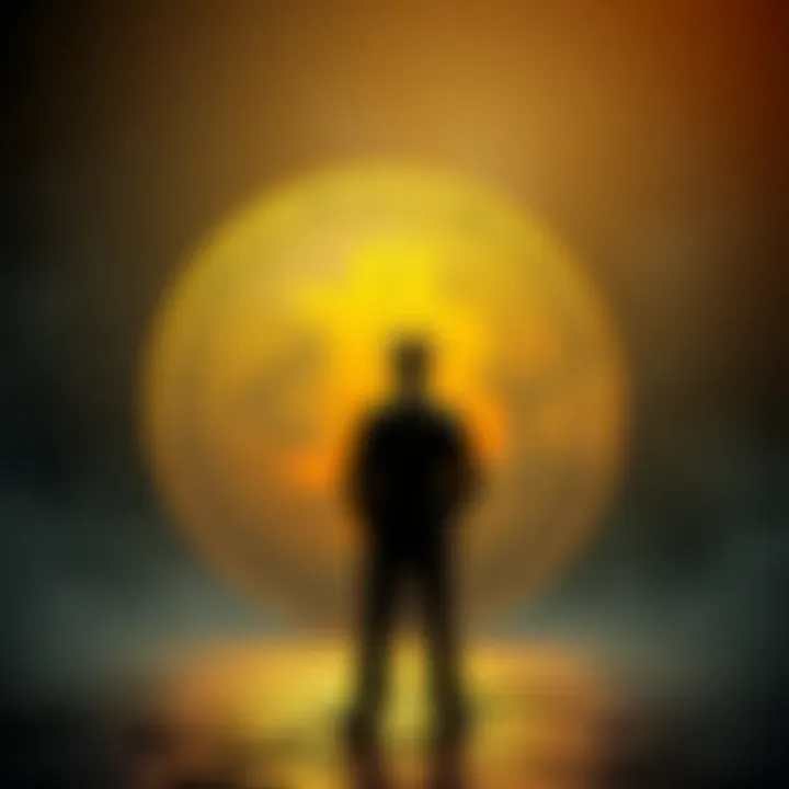 Michael Saylor standing in front of a Bitcoin symbol, contemplating the future of his $1.7 billion fortune after death.