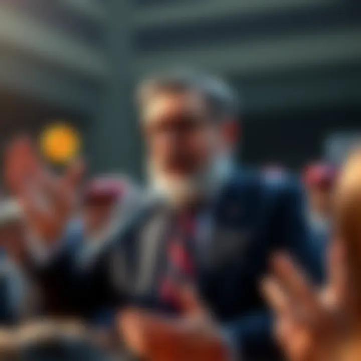 Michael Saylor speaking about Bitcoin investment to a crowd