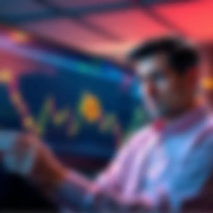 Michael Saylor looks concerned while analyzing a Bitcoin price chart showing significant losses.