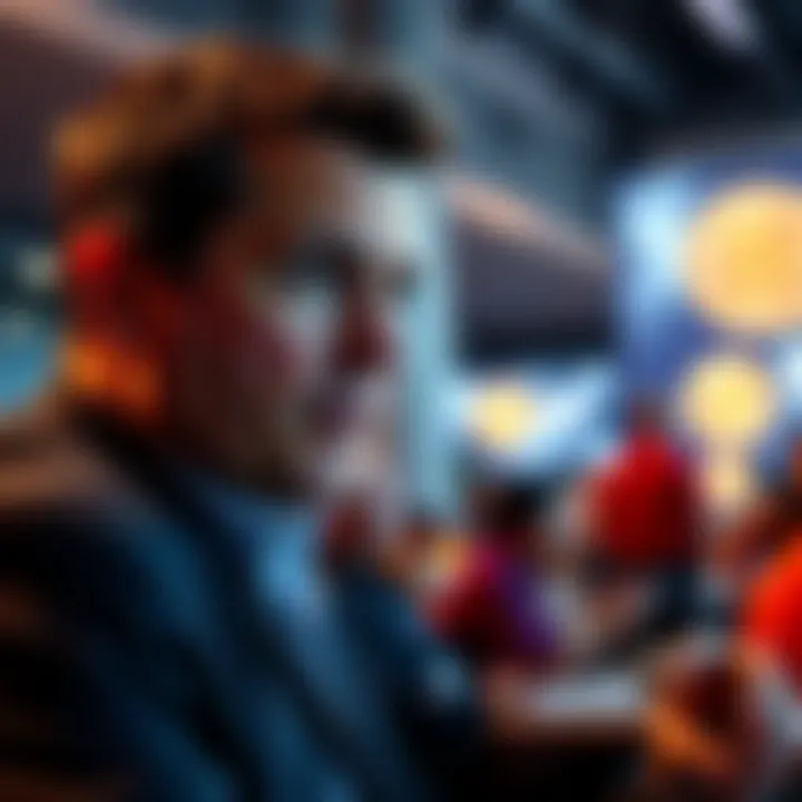 Michael Saylor Discussing Bitcoin Michael Saylor in a discussion about Bitcoin, with people debating in the background