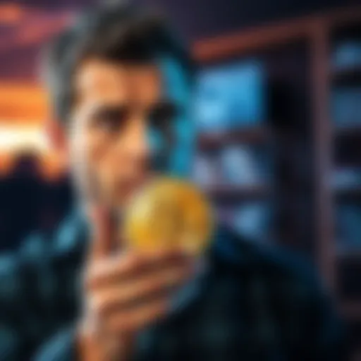 Michael Saylor looking thoughtful while holding Bitcoin in his hand