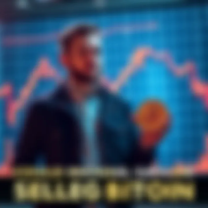 Michael Saylor Selling Bitcoin Michael Saylor stands in front of a graph showing Bitcoin's decline while holding a Bitcoin symbol, representing his BTC sale and market concerns.