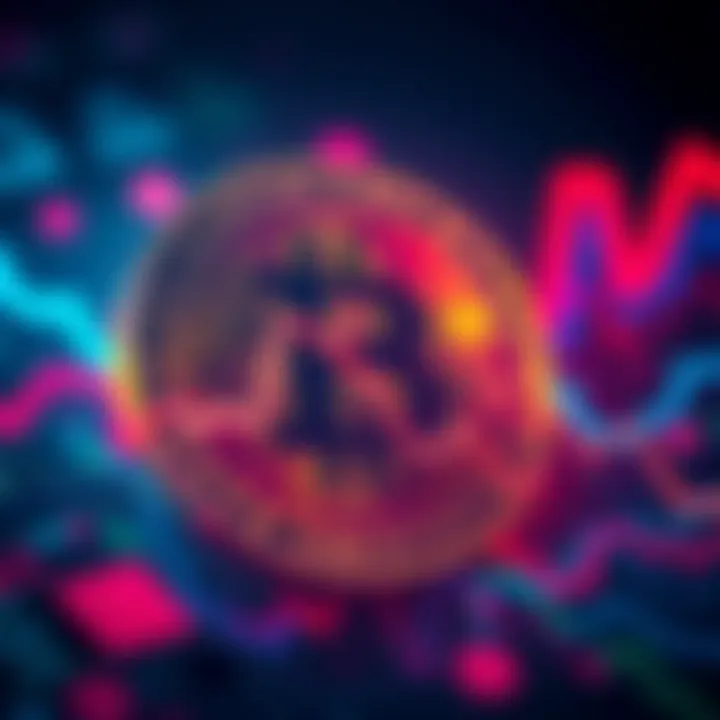 A graphic showing a Bitcoin symbol with a downward trend line, illustrating the price drop after Microstrategy's purchase.