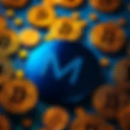 The MicroStrategy logo surrounded by Bitcoin symbols, representing the company's investment strategy in cryptocurrency.