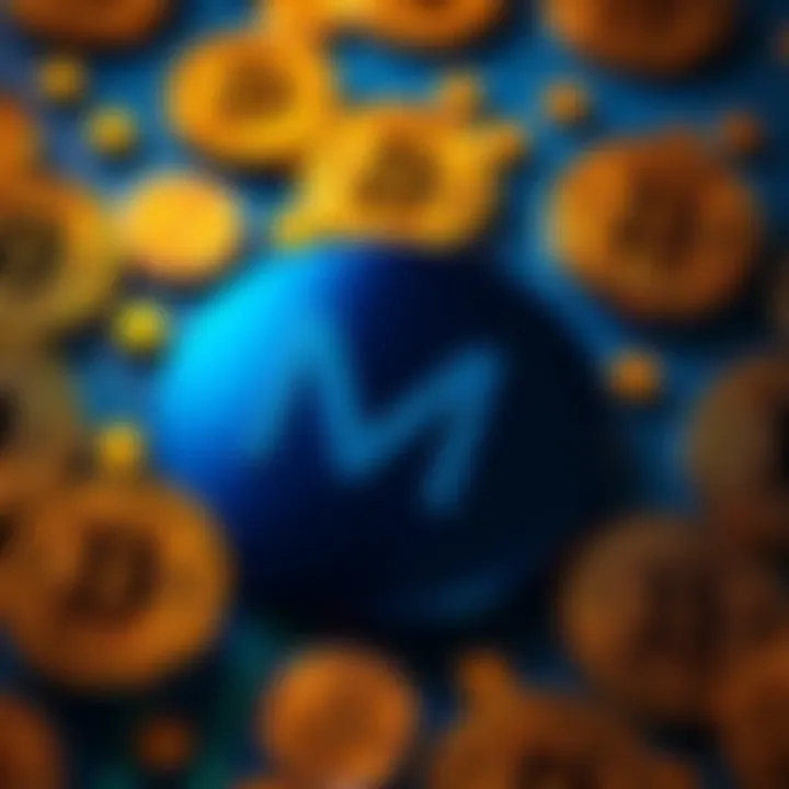 The MicroStrategy logo surrounded by Bitcoin symbols, representing the company's investment strategy in cryptocurrency.