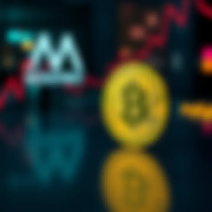 MicroStrategy logo with a Bitcoin symbol in the background, indicating a pause in Bitcoin purchases.