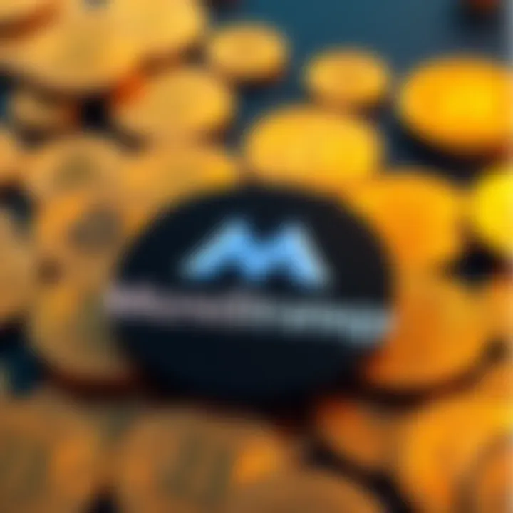 MicroStrategy company logo surrounded by Bitcoin symbols, reflecting recent sale of Bitcoin holdings.