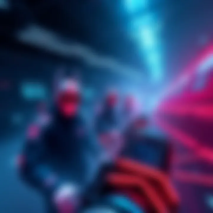 An artistic representation of Cardano's Midgard protocol with futuristic elements, showcasing blockchain technology in action