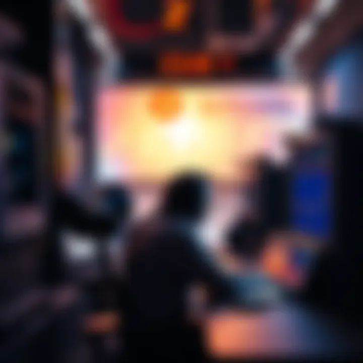 A miner sitting at a desk looking at ASIC machines and considering the decision to sell them due to noise and heat issues, with a laptop showing Bitcoin prices in the background.