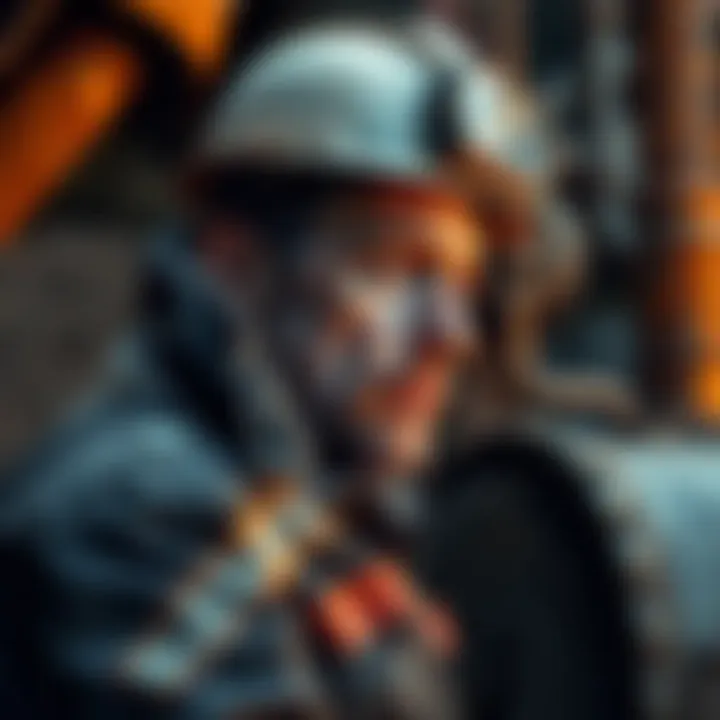 Miner Reflecting on Past Efforts An experienced miner looks pensively at mining equipment, symbolizing lost investments and frustration with the lack of results.