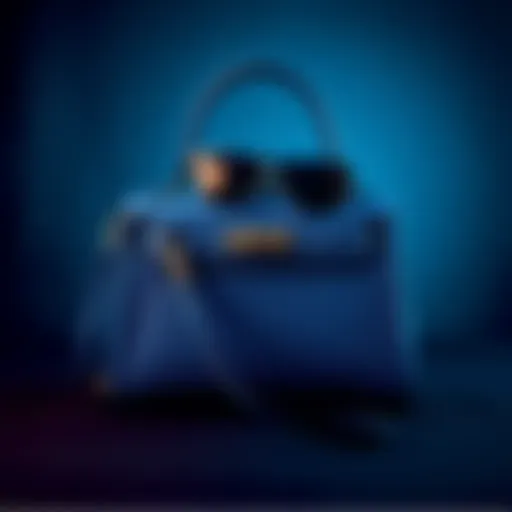Mini Kelly Casaque in Bleu Indigo Stylish Mini Kelly Casaque bag in Bleu Indigo with matching interior color for sunglasses, perfect for weddings