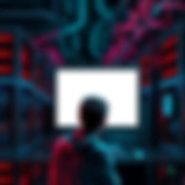 Mining Despair A miner staring at an empty screen, surrounded by mining rigs, illustrating the frustration of no XMR rewards after 10 hours of effort.