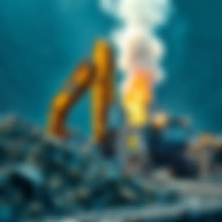 Excavators working at a mining site in Poland, with piles of rock and soil around.