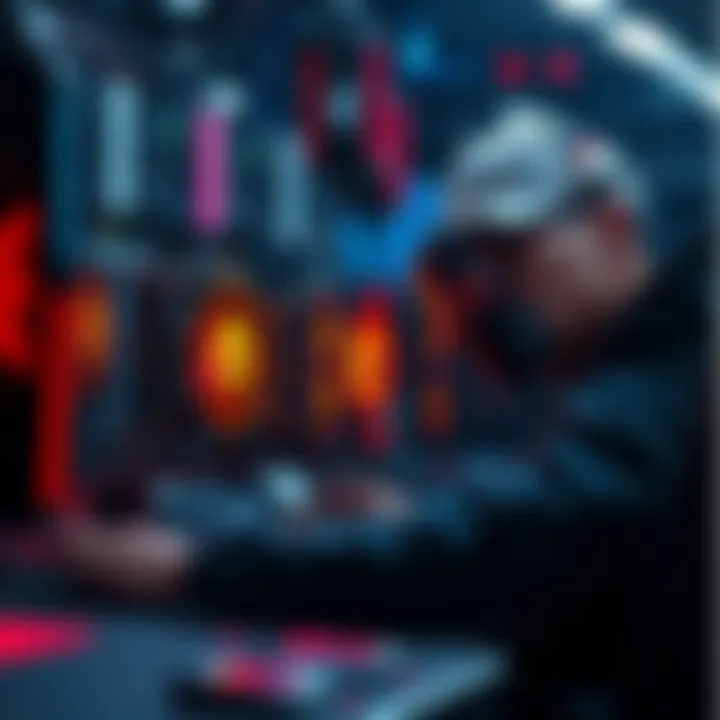 A person mining Monero cryptocurrency on a computer with graphics cards