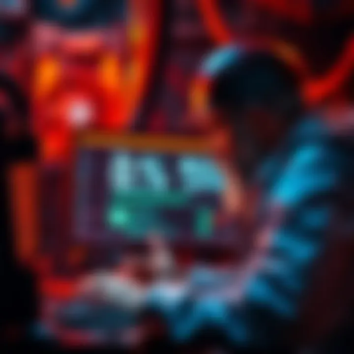 A miner looking at a computer screen displaying 0% load during a mining operation.