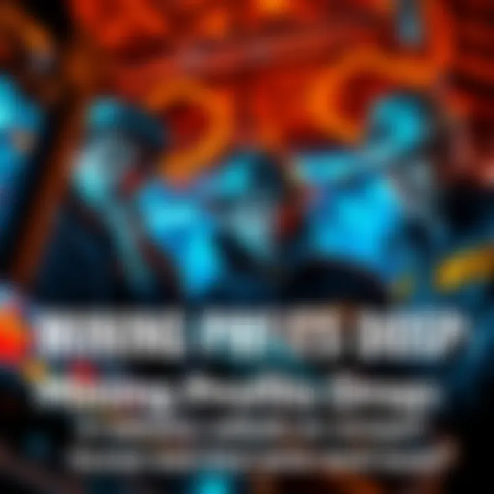 A group of miners looking worried while checking equipment and graphs showing falling profits.