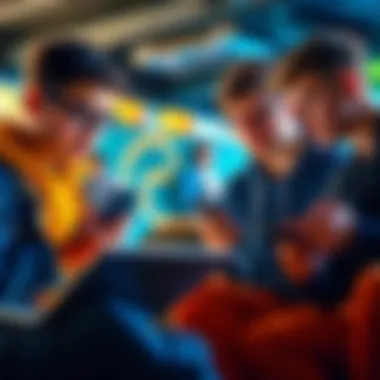 Minors Holding Cryptocurrency A group of teenagers discussing cryptocurrency with laptops and phones in a casual setting