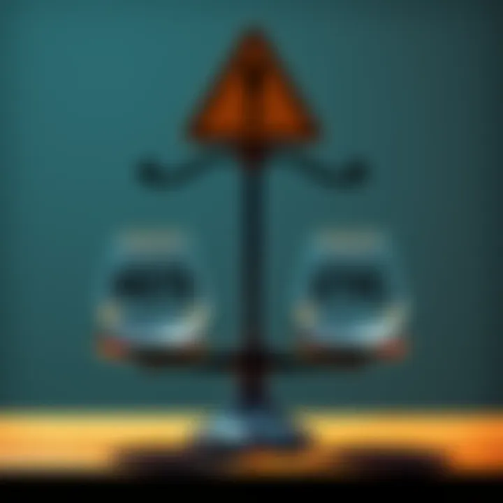 A graphic showing a scale with MSTR and STRC logos, highlighting the differences in investment ratios, with a warning sign above.