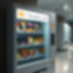 MIT Media Lab Snack Machine with Bitcoin Logo A snack machine at MIT Media Lab accepting Bitcoin payments, featuring a Bitcoin logo and a variety of snacks inside