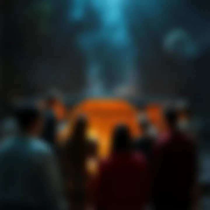 A group of people in a circle during a cult meeting, sharing beliefs and practices.