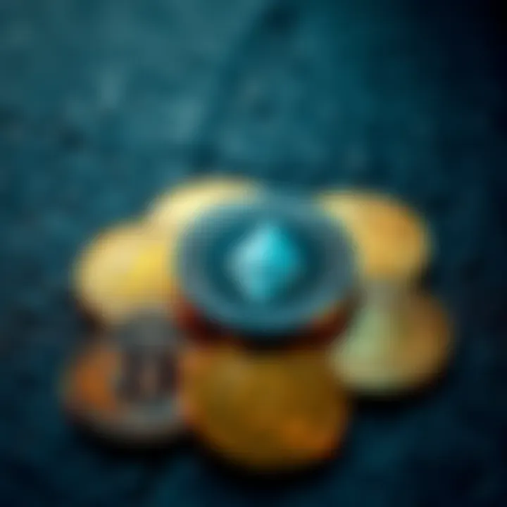 A close-up view of Monero coins placed on a dark textured surface, symbolizing the unique position of Monero in the cryptocurrency market.