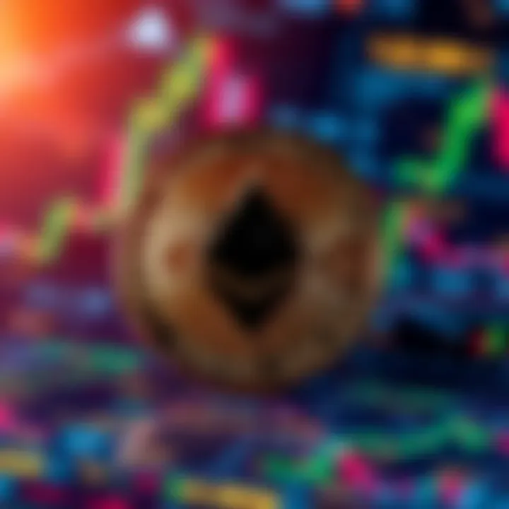 A close-up of the Monero coin in front of a digital, abstract financial background representing cryptocurrency innovation.