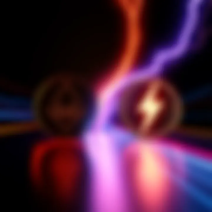 Logos of Monero and Lightning Network side by side with speed lines to illustrate payment speed comparison