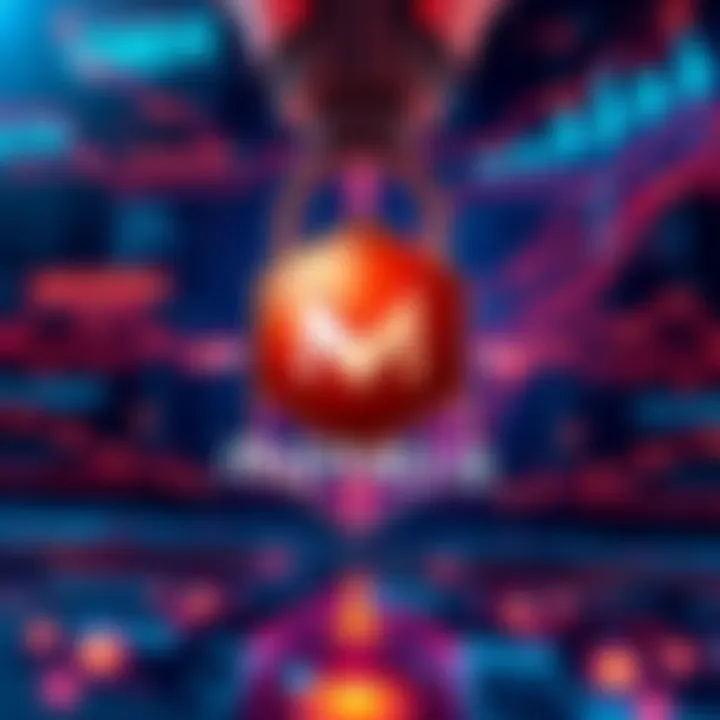 Monero logo displayed on a futuristic digital background, symbolizing enhanced security and efficiency in transactions.