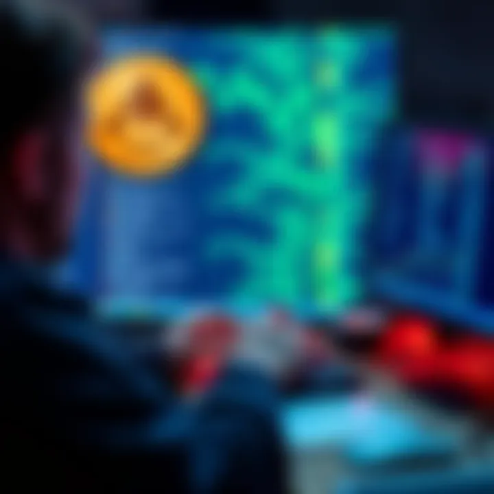 Person using a computer to recover a Monero wallet .keys file from 2016, with XMR coins displayed on the screen.