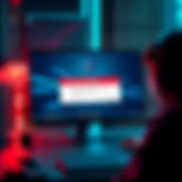 A computer screen displaying a warning from Windows Defender about the Monero wallet being flagged, with a concerned user looking at it.
