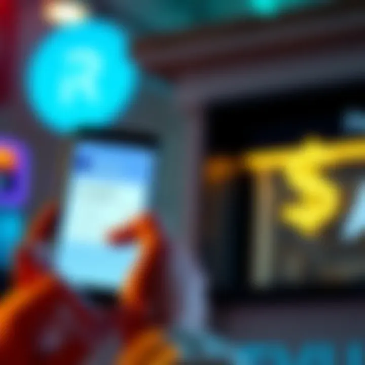 Money Transfer with Revolut A person using a smartphone to transfer money through the Revolut app, with a bank icon and currency symbols in the background