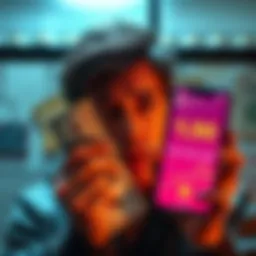 A person looks frustrated holding a $50 bill and a smartphone with a crypto loss amount displayed, illustrating the emotional impact of financial decisions.
