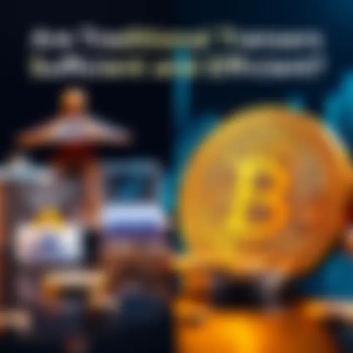 Comparison of Traditional Money Transfers and Bitcoin A graphic showing traditional money transfer methods alongside Bitcoin, highlighting their differences and efficiency.