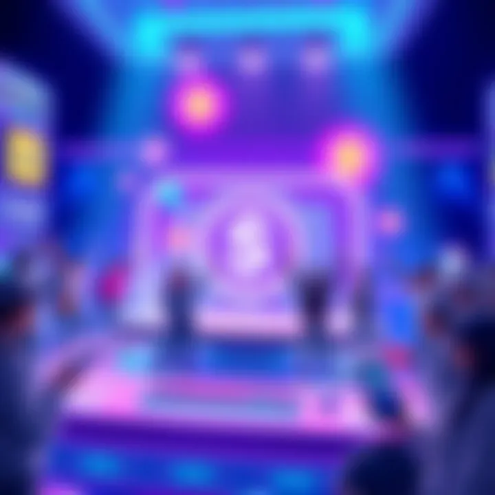 Illustration of a digital platform showcasing the $GLITCH token and community members celebrating token rewards