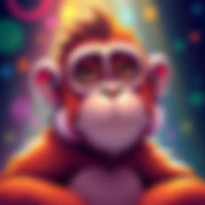 A colorful digital artwork of a cartoon monkey, representing the controversial NFT market.