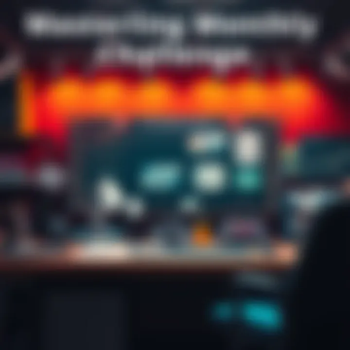 A creative workspace illustrating various strategies for completing challenges without extra purchases.