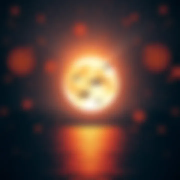 A glowing full moon with radiating signals symbolizing cosmic communication